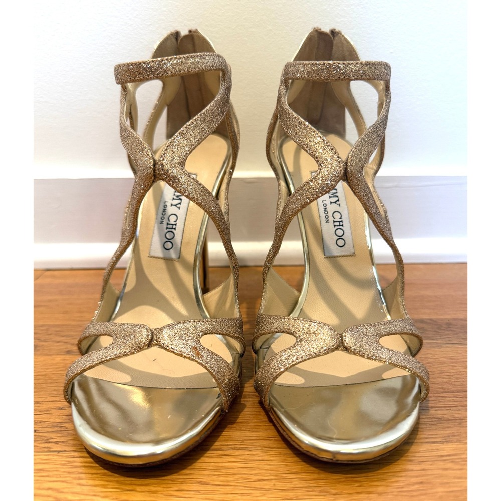 Jimmy Choo Leslie Glitter Metallic Leather Sandals – EU 37.5 - Picture 3 of 11